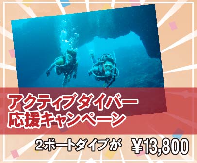 アクティブダイバー応援キャンペーン（2ボートダイブが13,000円）