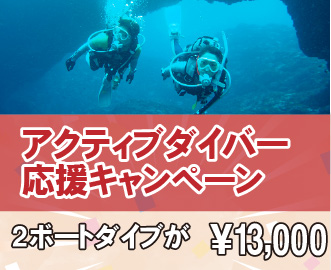アクティブダイバー応援キャンペーン（2ボートダイブが13,000円）