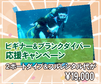 ビギナー＆ブランクダイバー応援キャンペーン（2ボートダイブ＆フルレンタル代が19,000円）
